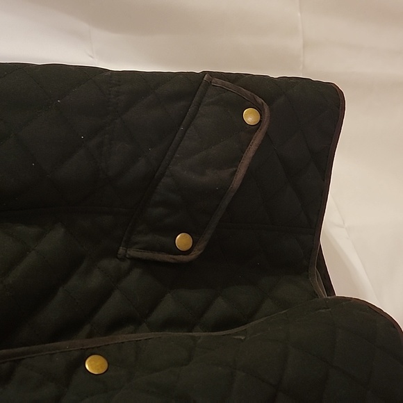 GH Bass Black Quilted Vest Brown Piping Trim Size Large Two Front Pockets VGUC - Picture 9 of 16
